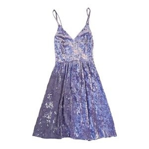 XS Purple crushed velvet spaghetti strap dress